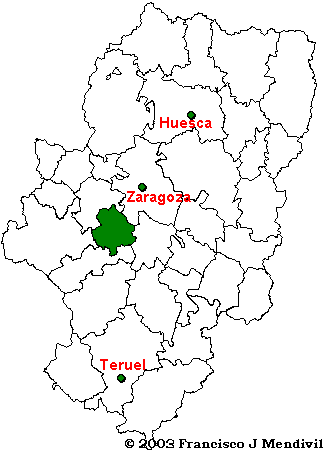 Situation Comarca Campo de Cariñena in Aragon