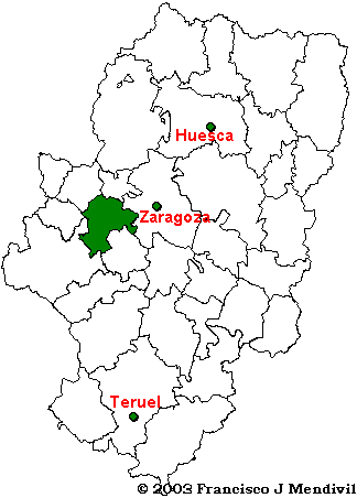 Mapa de situación de la Comarca Valdejalón dentro de Aragón