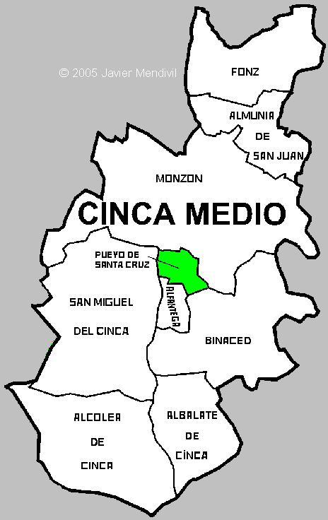 Municipality Pueyo de Santa Cruz within Comarca Cinca Medio