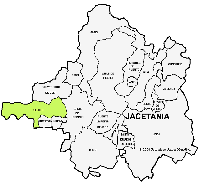 Situation Sigües dans la Jacetania