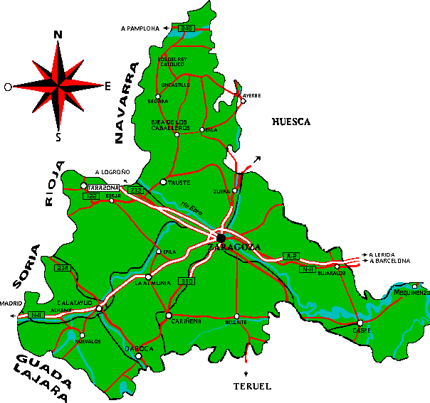 Carte de situation de Tarazona dans la province de Zaragoza