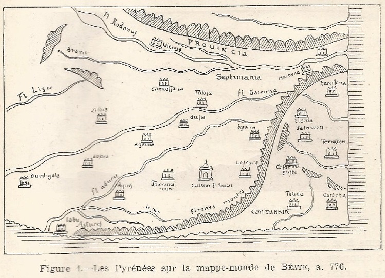 Figure 4. Les Pyrènées sur le mappe-monde de BÉATE, a 776. 11 m